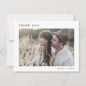 EMELIA Flat White Black Boho Rustieke foto bruilof Bedankkaart (Voorkant)