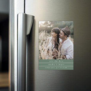 EMELIA Foto Boho Sage Green Wedding Save the Date Magnetische Uitnodiging