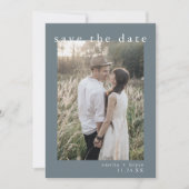 EMELIA foto donkerblauw minimalistische bruiloft Save The Date (Voorkant)