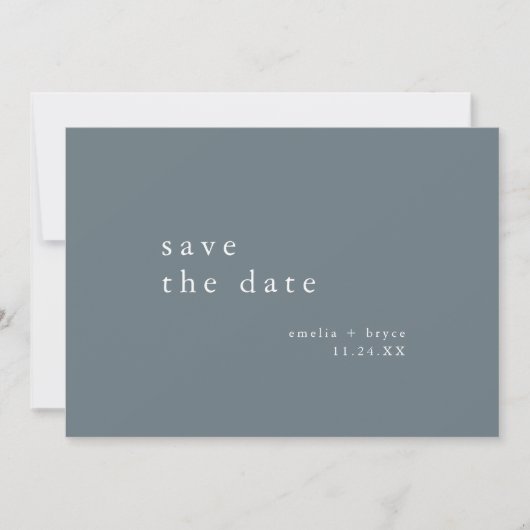 EMELIA foto donkerblauw minimalistische bruiloft Save The Date (Voorkant)
