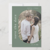 EMELIA Foto Mountain Sage Green Moderne bruiloft Save The Date (Voorkant)