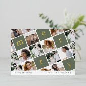 EMELIA Goud Folie Groen Multi Foto Kerstmis Folie Feestdagenkaart (Staand Voorkant)