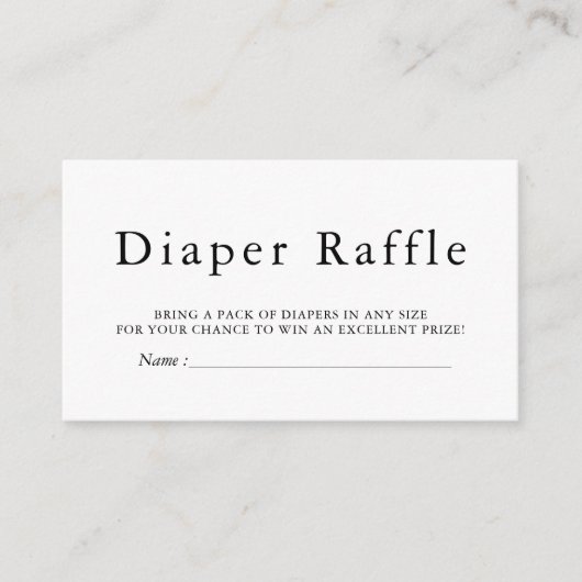 EMELIA Minimal Baby shower Raffle Kaart (Voorkant)