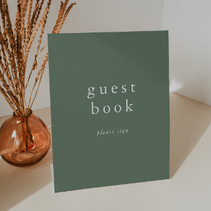 EMELIA Modern Sage Eenvoudige bruiloft Gastboek Te Reclamebord Met Voetstuk
