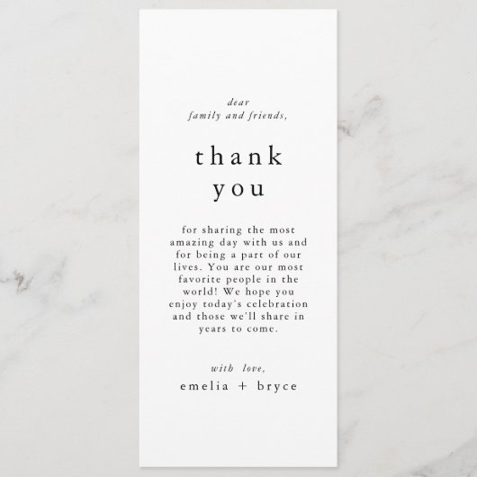 EMELIA Moderne Boho Trouwtafel Dank u Kaarten (Voorkant)