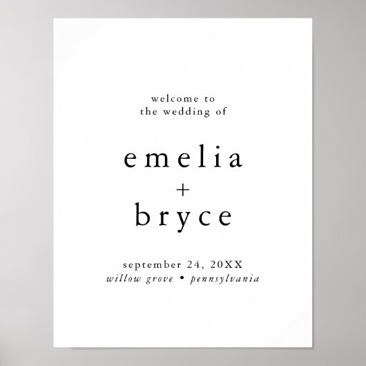EMELIA Neutral Boho Wedding Welkomstbord Sjabloon Poster (Voorkant)