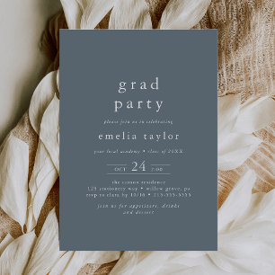 EMELIA Rustic Minimal Blue Navy Graduation Party Kaart