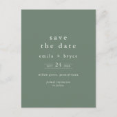 EMELIA Rustic Sage Green Wedding Save the Date Uitnodiging Briefkaart (Voorkant)