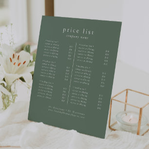EMELIA Sage Green Business Services Prijslijst Reclamebord Met Voetstuk
