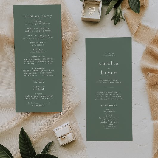 EMELIA Woodland Natuur Rustiek Sage Forest Wedding Programma