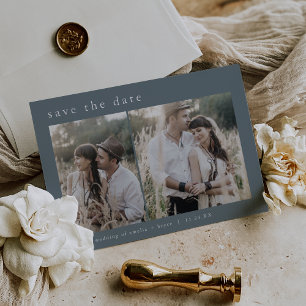 EMELIA Zilveren Folie Blauw Boho Wedding Save the Uitnodiging