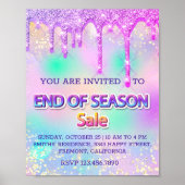 Emend Seizoenssale Glitter Drips Holografisch Roze Poster (Voorkant)