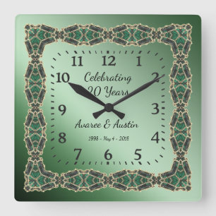 Emerald 20th Jubileum Vierkante Klok