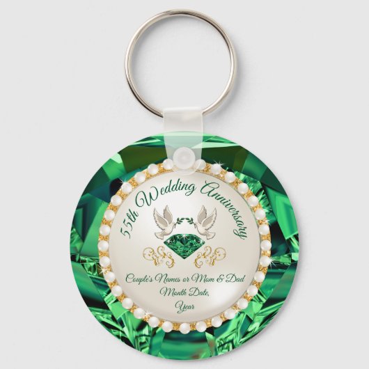 Emerald, 55e Jubileum Party Ideeën, Cheap Sleutelhanger (Voorkant)