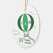 Emerald 55th bruiloft hotair ballon keramisch ornament (Links)