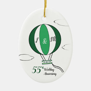 Emerald 55th bruiloft hotair ballon keramisch ornament