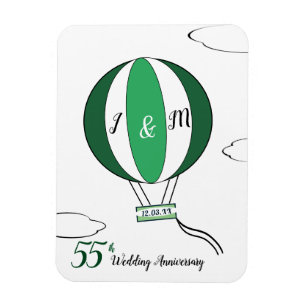 Emerald 55th bruiloft hotair ballon magneet