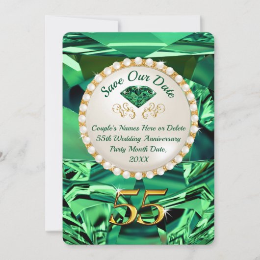 Emerald, 55th Wedding Jubileum Save the Date Kaart (Voorkant)