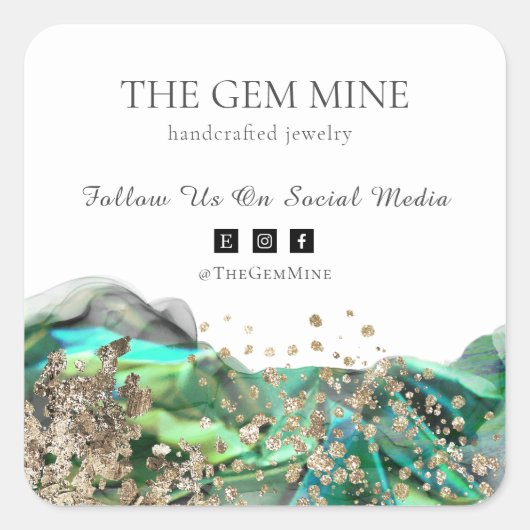 Emerald Agate Small Business Vierkante Sticker (Voorkant)