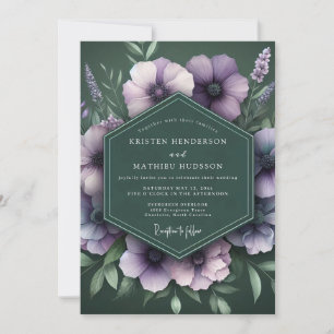 Emerald Amethyst Bloeiende Bruiloft Kaart