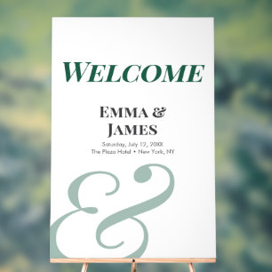 Emerald Ampersand Bruiloft Acryl Welkom Bord