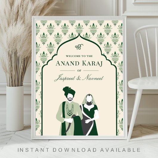Emerald Anand Karaj Sikh Affiche de bienvenue Mari