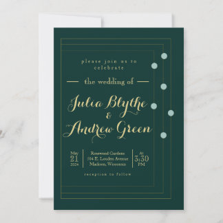 Emerald and Gold Art Déco Faire-part de mariage