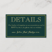 Emerald and Gold Art Deco-kaart met details Informatiekaartje (Voorkant)