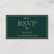 Emerald and Gold Art Deco RSVP-behuizingskaart