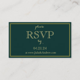 Emerald and Gold Art Deco RSVP-behuizingskaart Informatiekaartje