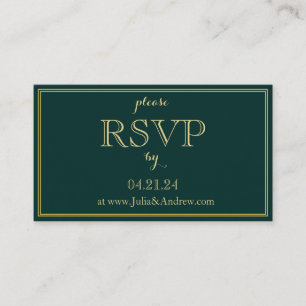 Emerald and Gold Art Deco RSVP-behuizingskaart Informatiekaartje