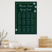 Emerald and Gold Art Deco Wedding Seating Chart Poster (Keuken)