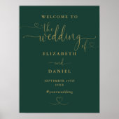 Emerald And Gold Heart Script Mariage Affiche de b (Devant)