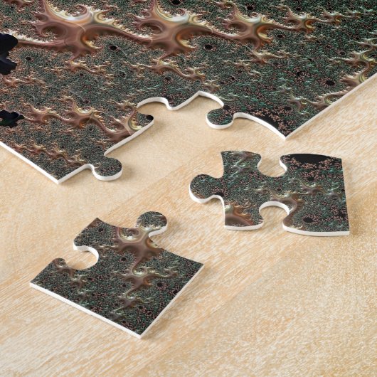 Emerald and Gold Mandelbrot Jigsaw Puzzle (Côté)