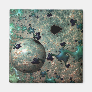 Emerald and Gold Mandelbrot met Sphere Magnet Magneet