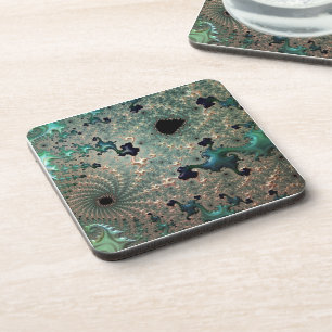 Emerald and Gold Mandelbrot Plastic Onderzetters