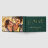 Emerald And Gold Signature Script Photo Wedding Gastenboek (Volledig)