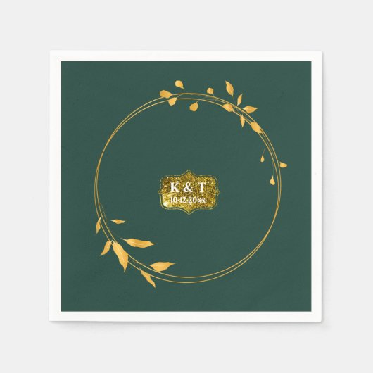 Emerald and Gold Simple Wreath Servet (Voorkant)