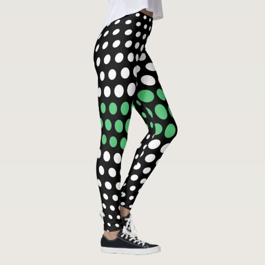 Emerald and White Polka Dot Pattern Leggings (Rechts)