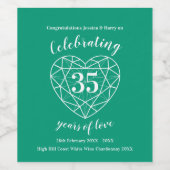 Emerald anniversaire 35 ans d'amour vin étiquettes (Étiquettes simples)