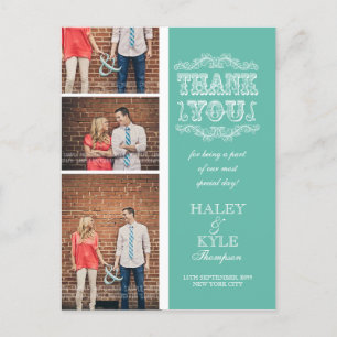 Emerald Aqua foto bruiloft Bedankt Post Kaart