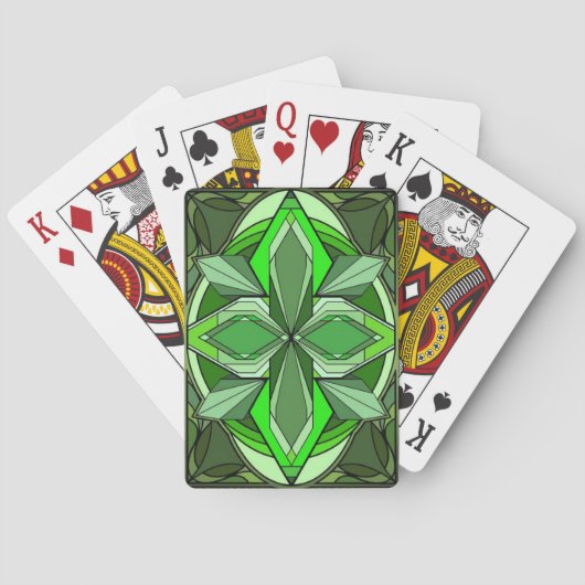 Emerald Art Déco Cartes de jeu avec visage vert (dos)