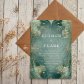 Emerald Art Nouveau Ginkgo Faire-part de mariage