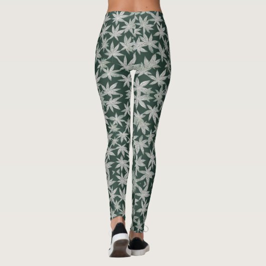 Emerald Asanoha: een traditioneel Japans ontwerp Leggings (Achterkant)