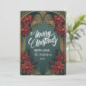 Emerald Barok Kerstmis Feestdagenkaart (Staand voorkant)