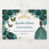 Emerald Bloem Princess Quinceañera Verjaardagsfavo Sparkling Wijnetiket (Enkel label)