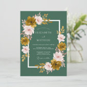Emerald Blush Bloem Bruiloft Kaart (Staand voorkant)