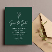 Emerald Boho Minimalist Botanicals Wedding Save The Date