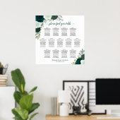 Emerald Boho Rozen 13 tafel bruiloft zitgrafiek Poster (Thuiskantoor)