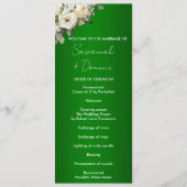 Emerald Boho White Roses Wedding Programme (Devant)